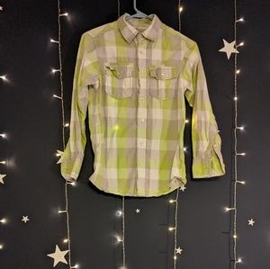 Green and white flannel